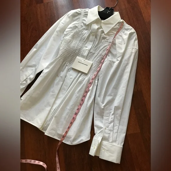 NWT Alexander Wang Long Sleeve Smocked Cami Oversize Poplin Cotton Shirt Dress S - Picture 15 of 15